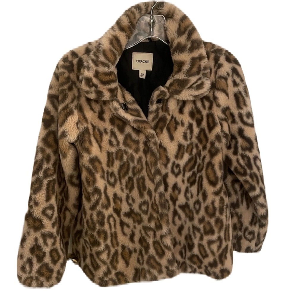 Faux Fur Leopard Coat size Large